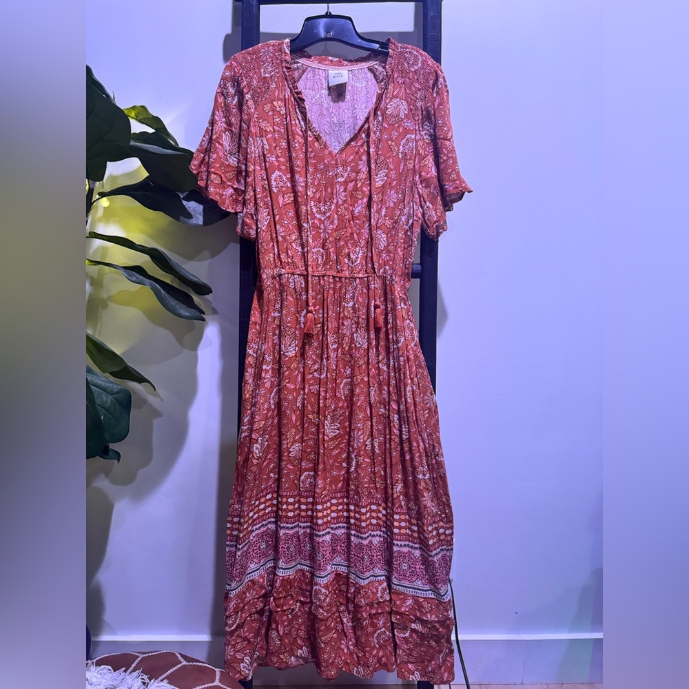 Knox Rose Terracotta Floral Midi Dress